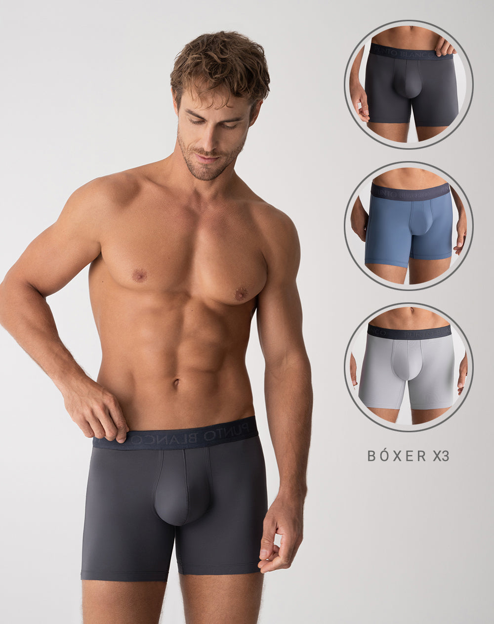 Bóxer deportivo medio microfibra x3unds surtido