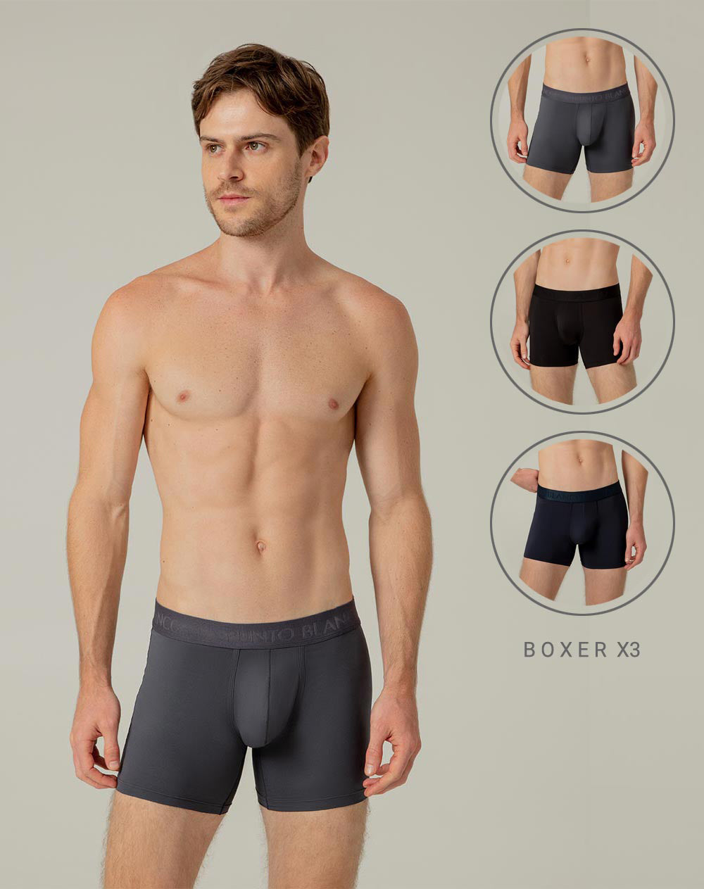 Bóxer deportivo medio microfibra x3unds surtido