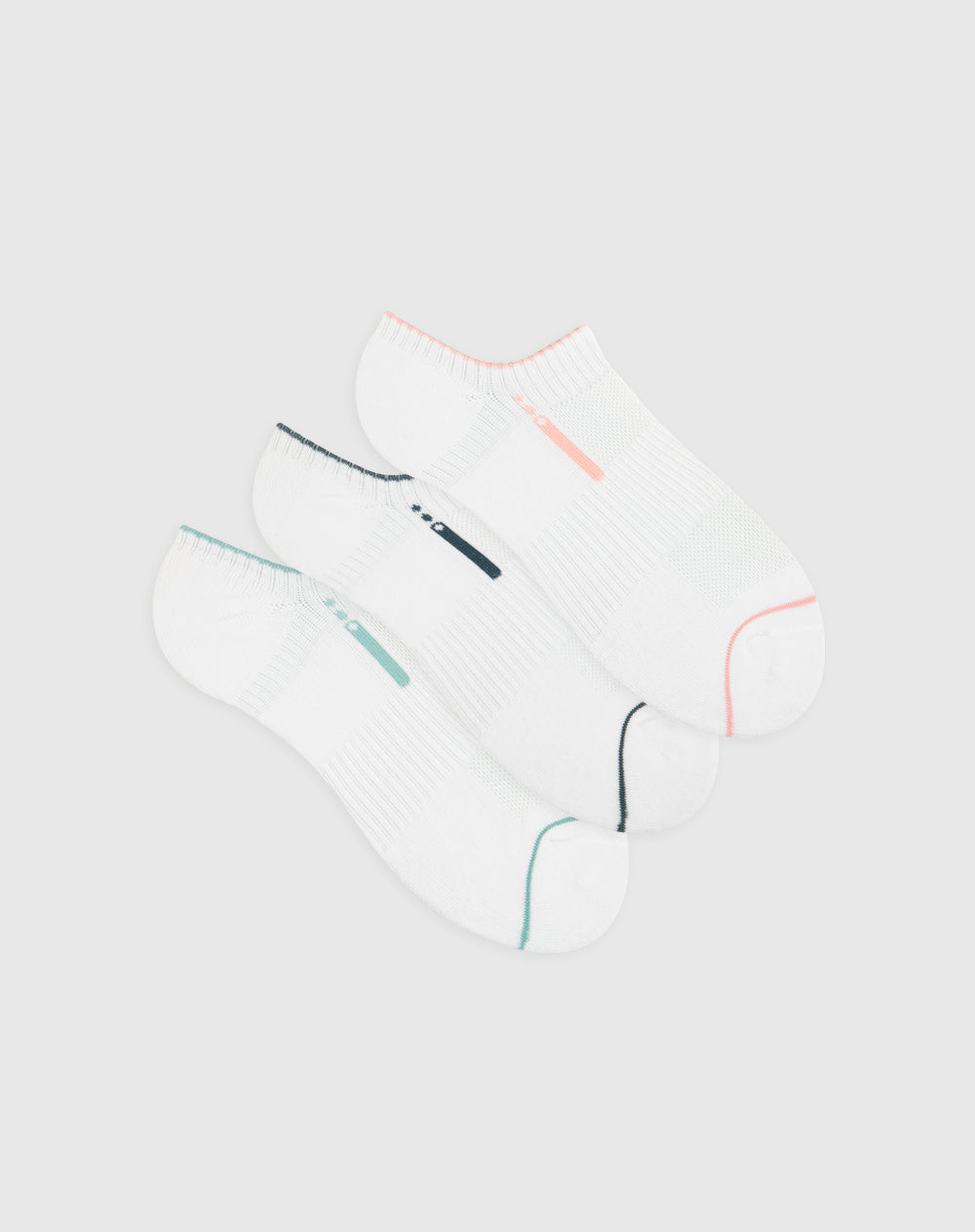 Medias deportivas mujer tobillera corta acolchada pack x3 blanco