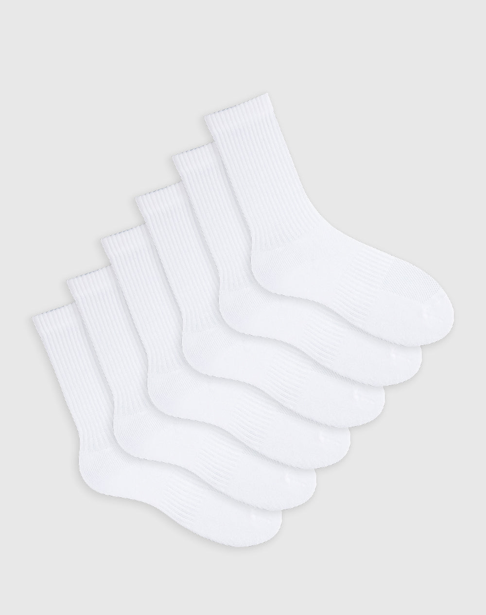 Medias deportivas mujer largas algodón pack x6 blanco