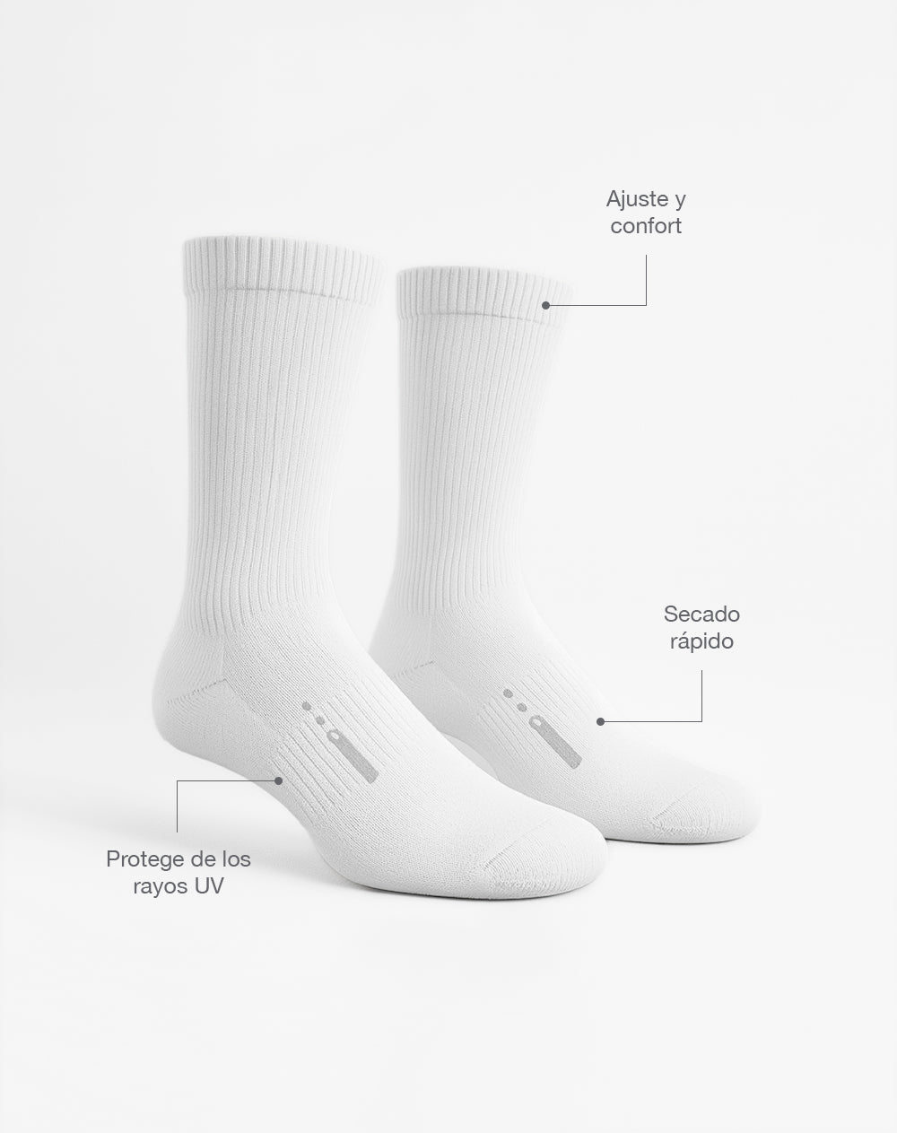 Medias deportivas unisex largas ciclismo blancas