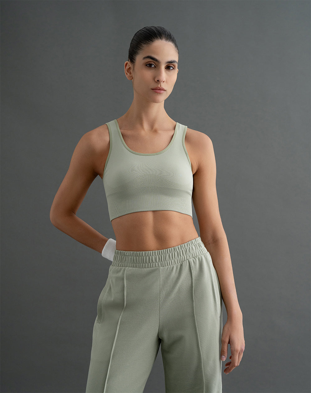 Top deportivo soporte alto seamless antibacterial verde