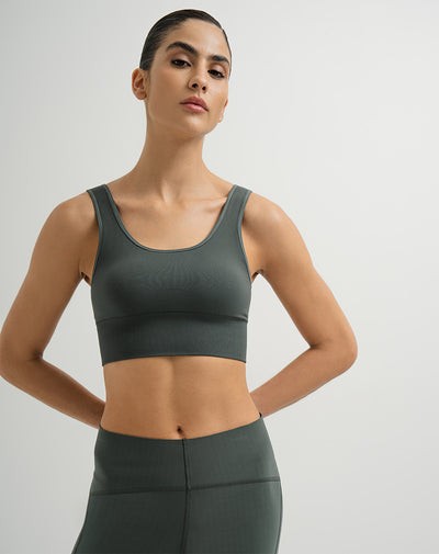 Top deportivo soporte alto seamless antibacterial verde