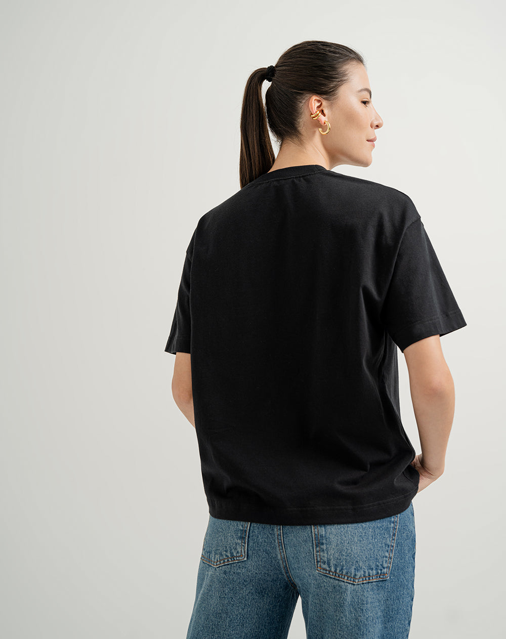Camiseta oversize algodón negra mujer