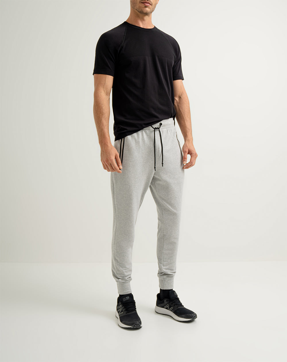 Joggers De Algodon Hombre Pantalon Largo Tiro Medio Gris Jaspe 7880