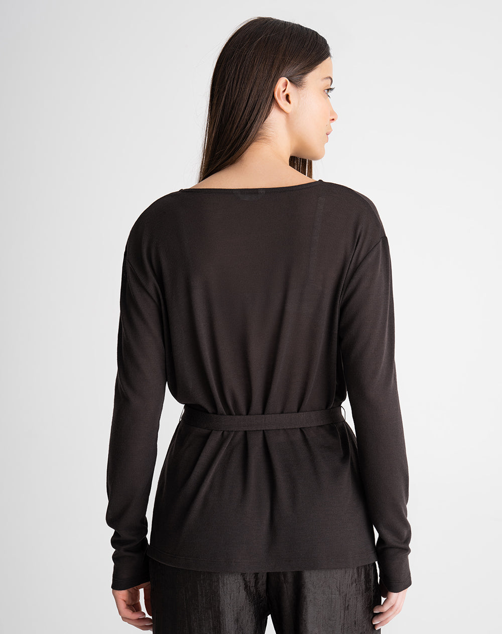 Buzo tipo kimono tejido de punto café mujer