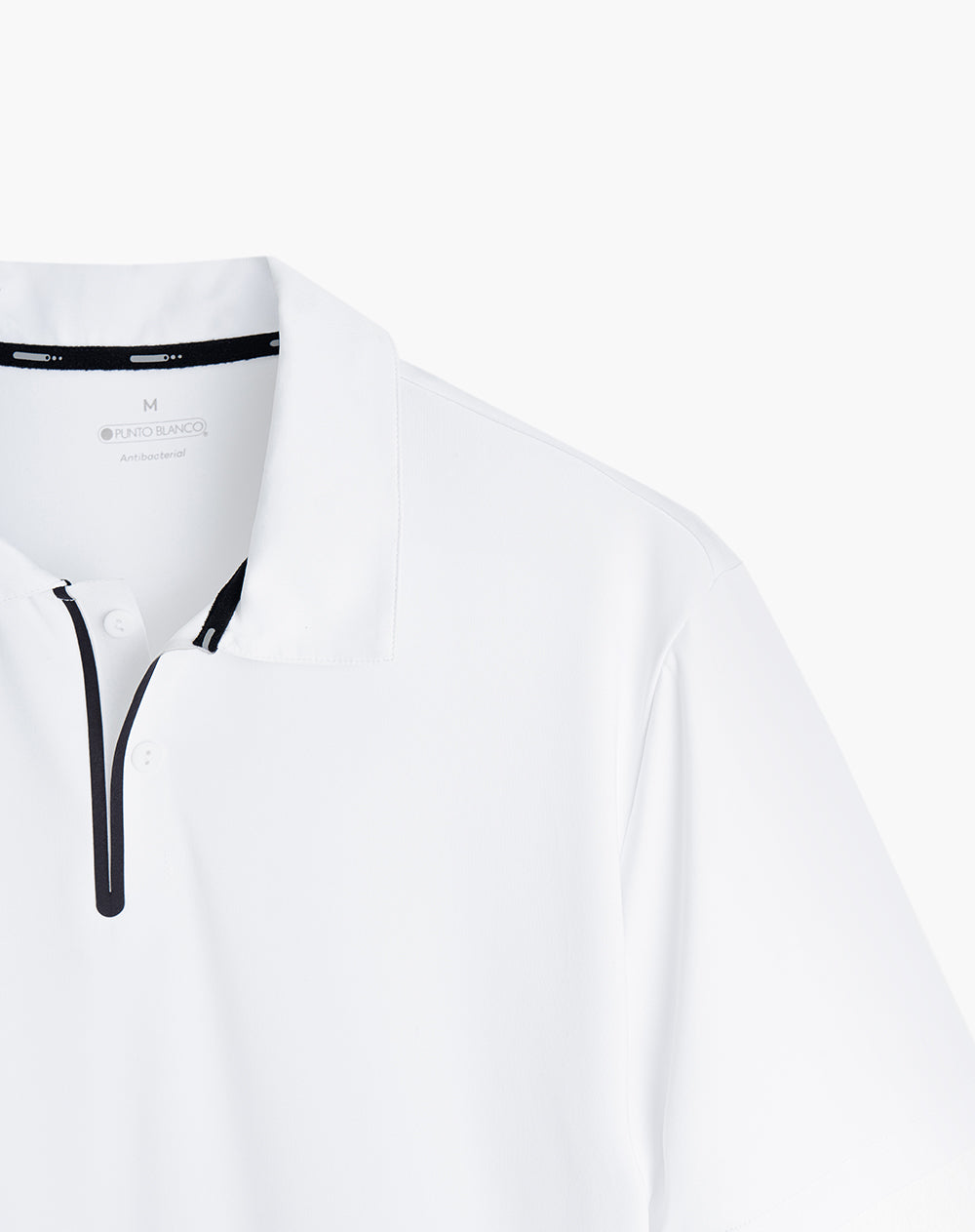 Polo deportiva hombre control humedad blanca