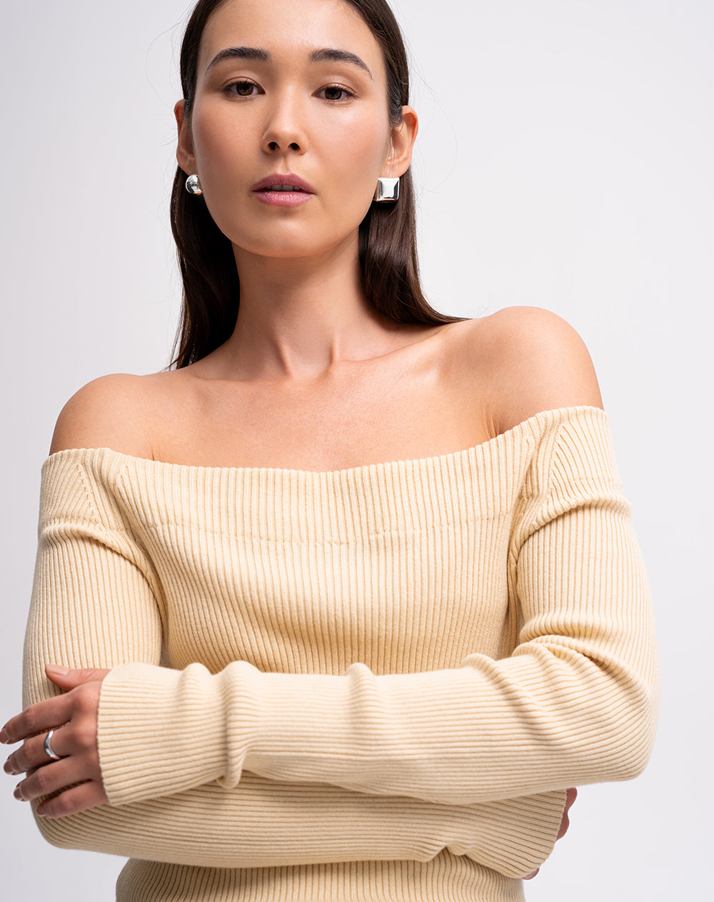 Camibuzo slim tejido de punto amarilla mujer