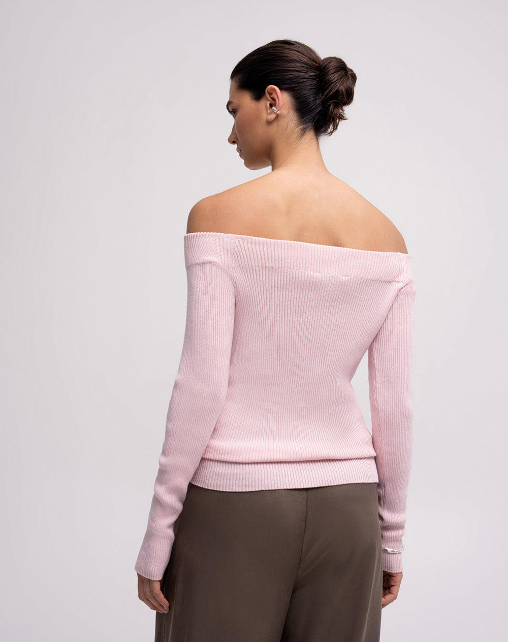 Camibuso slim tejido de punto rosado mujer