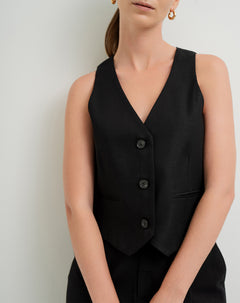 Chaleco tipo sastre regular con forro negro mujer