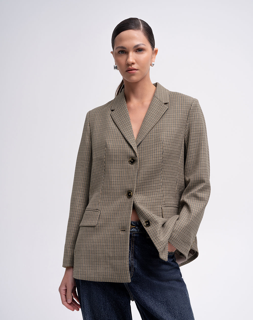 Blazer regular cuadros mujer