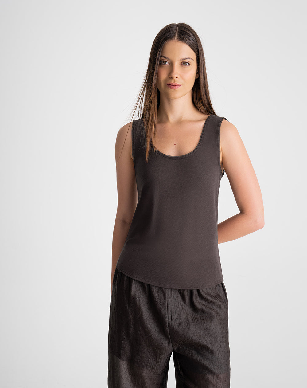 Blusa tejido de punto café mujer