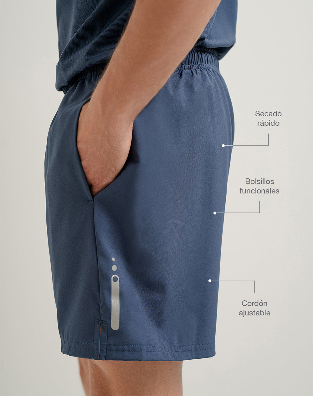 Pantaloneta deportiva malla interna azul hombre