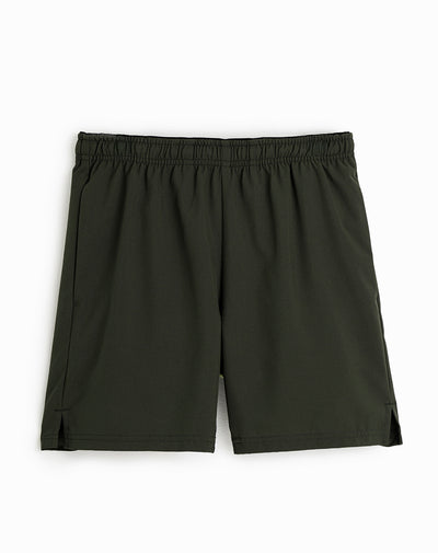 Pantaloneta deportiva con malla interna verde militar hombre