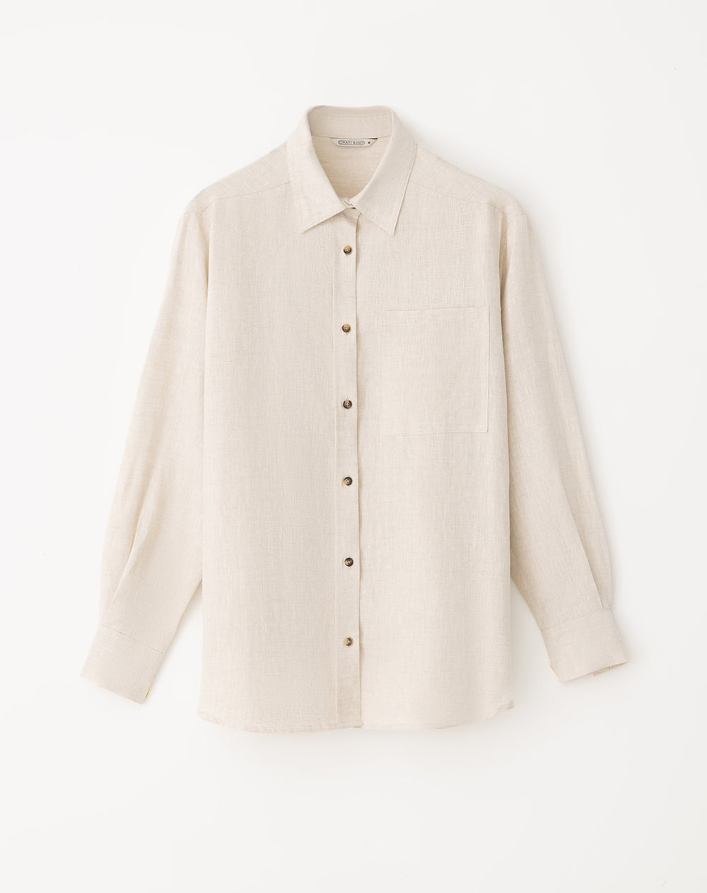 Camisa manga larga oversize lino habano mujer