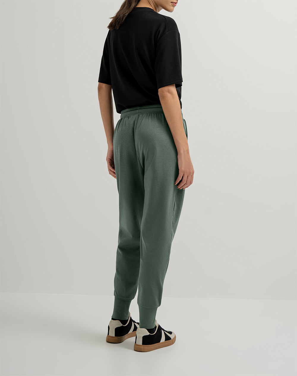 Jogger algodón tiro alto verde mujer