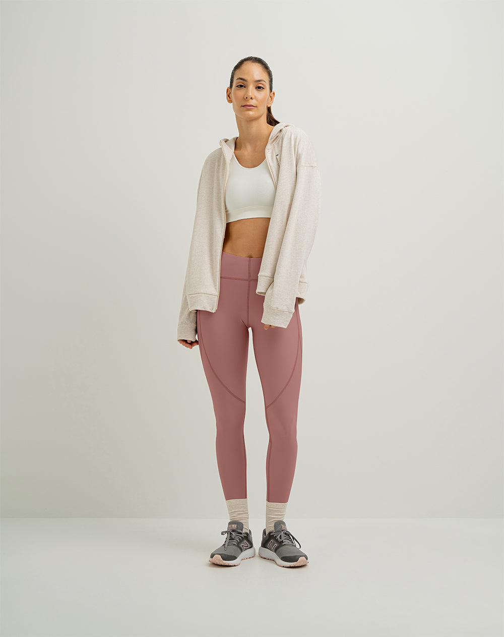 Top deportivo soporte alto seamless antibacterial habano