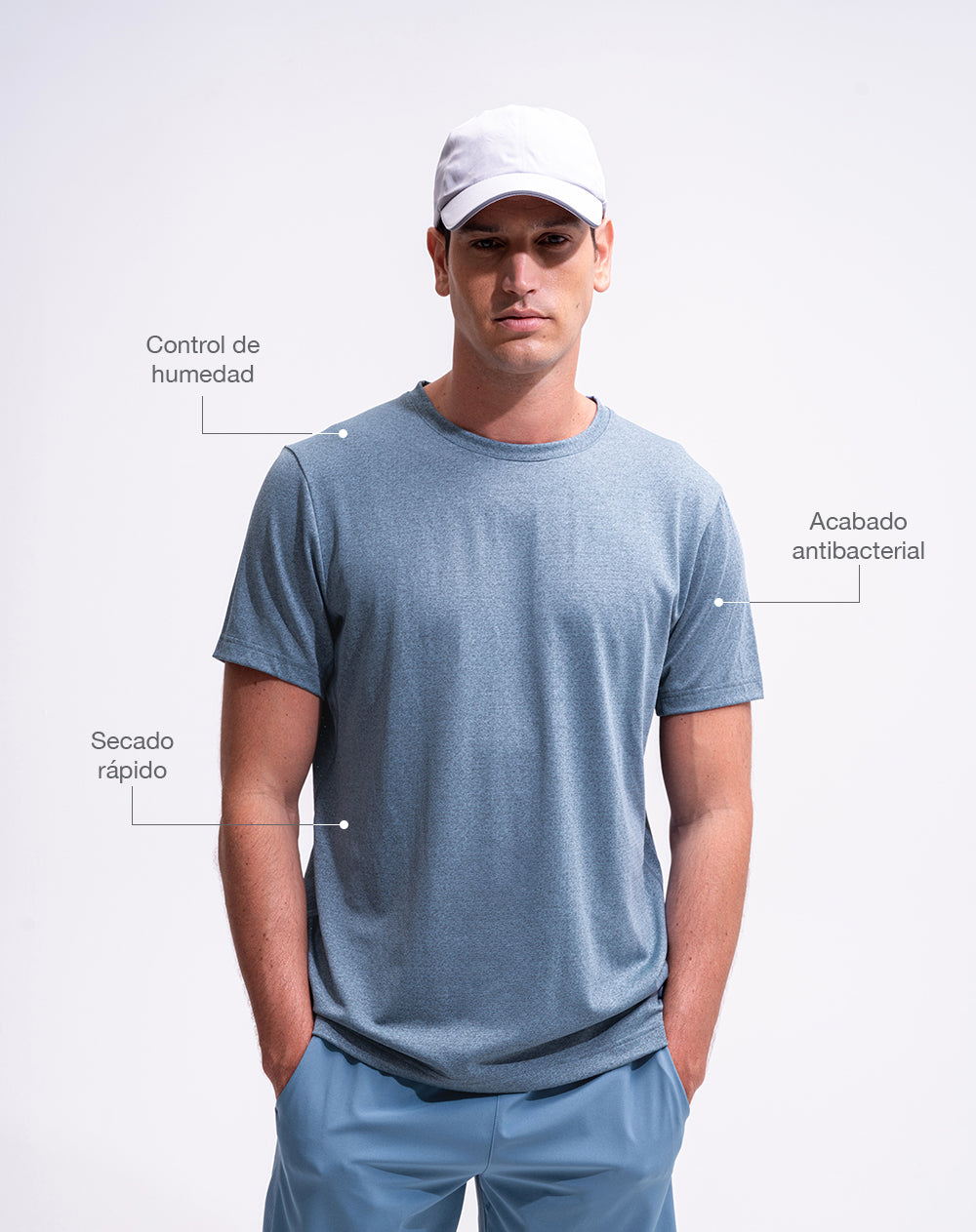 Camiseta deportiva control humedad azul hombre