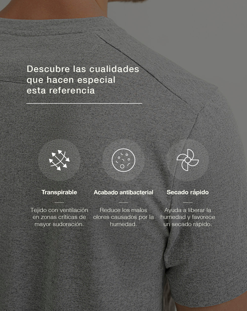 Camiseta deportiva control humedad gris hombre