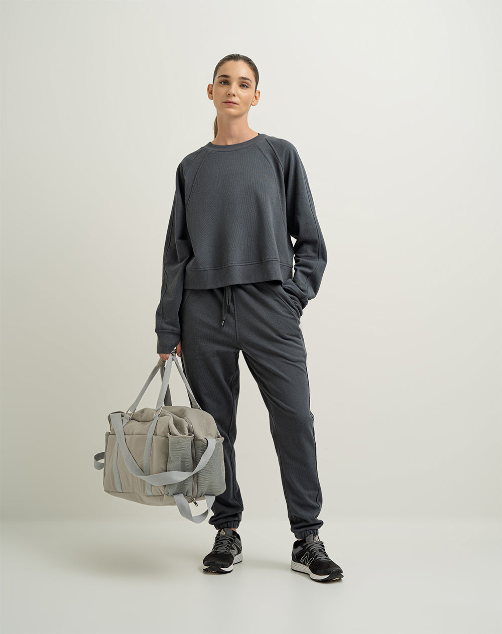 Buzo deportivo algodón gris mujer