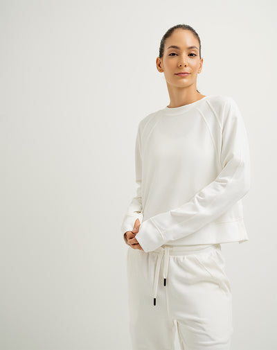 Buzo algodón abertura en puño habano mujer