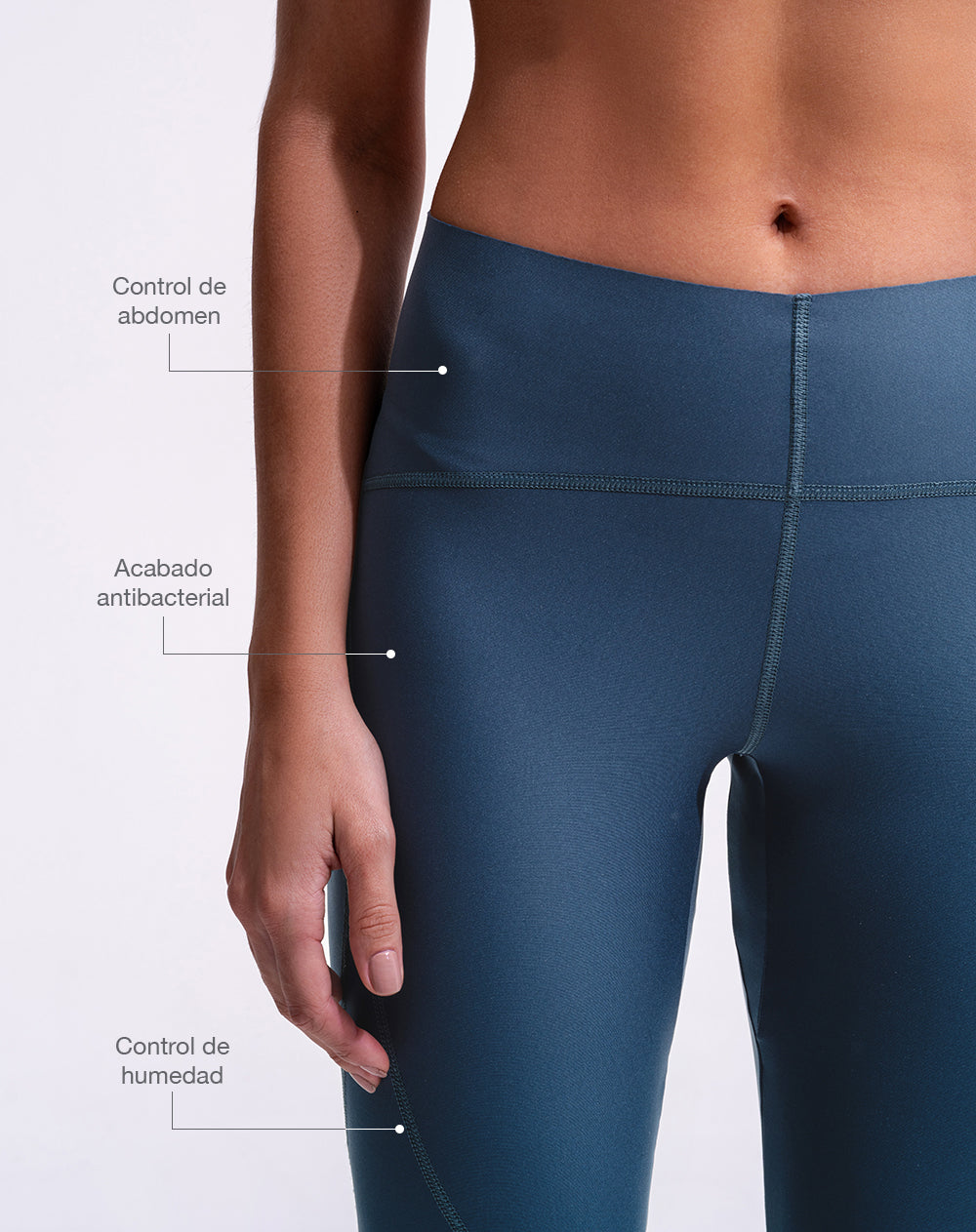 Legging deportivo control abdomen azul mujer