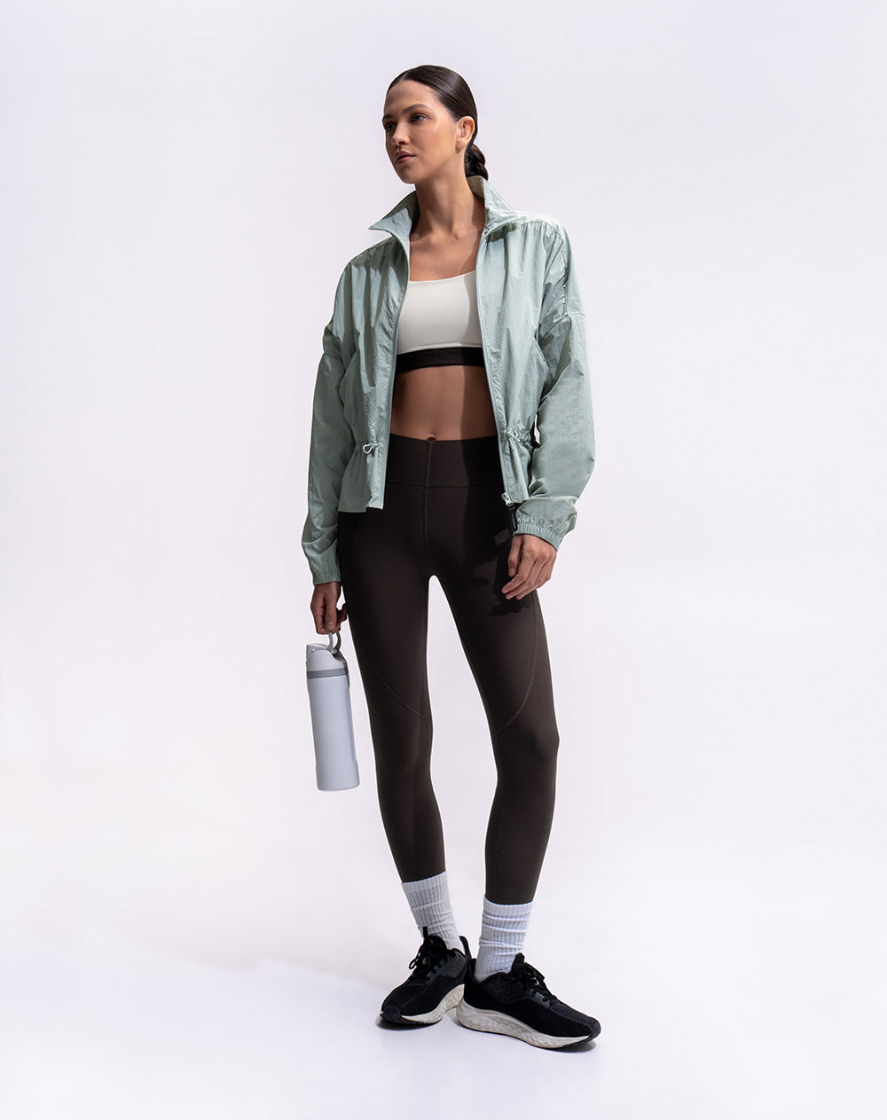 Legging deportivo control abdomen café mujer