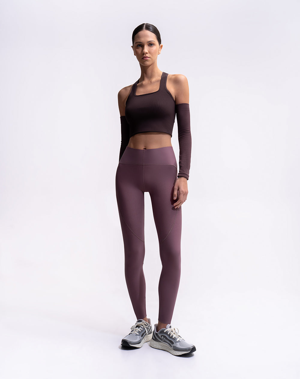 Legging deportivo control abdomen morado mujer