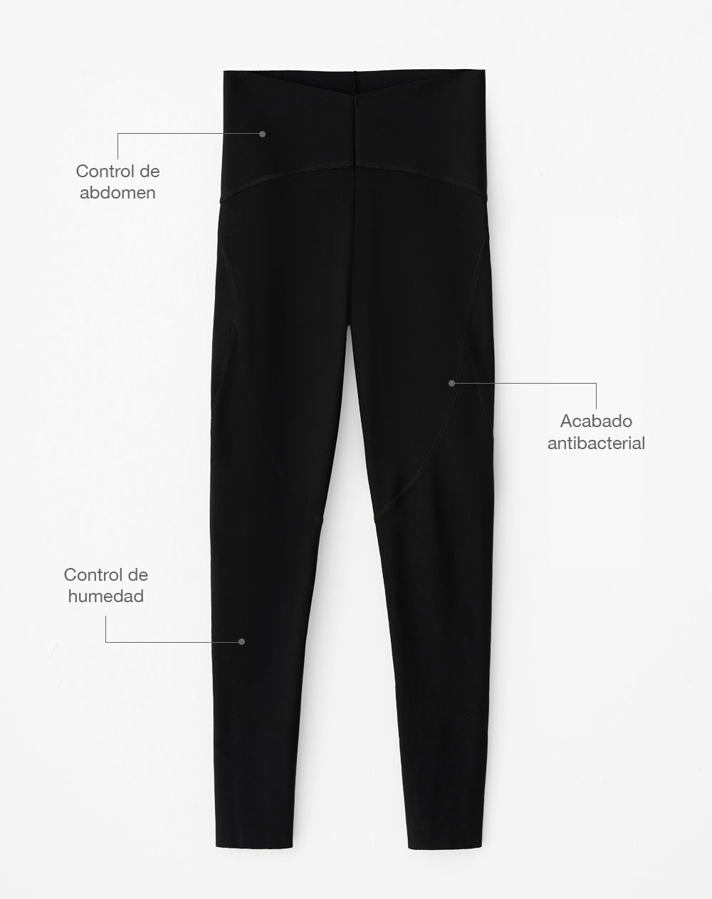 Legging deportivo control abdomen negro mujer