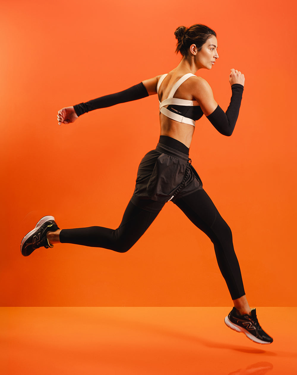 Legging deportivo tiro alto control abdomen negro mujer