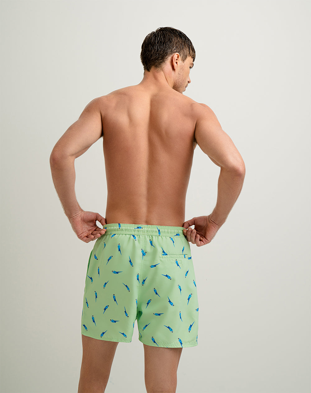 Pantaloneta de baño verde estampada hombre