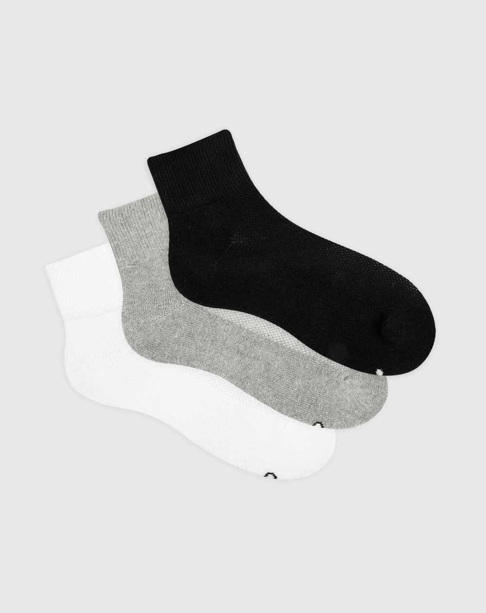 Medias deportivas hombre tobilleras acolchadas pack x3unds surtidas