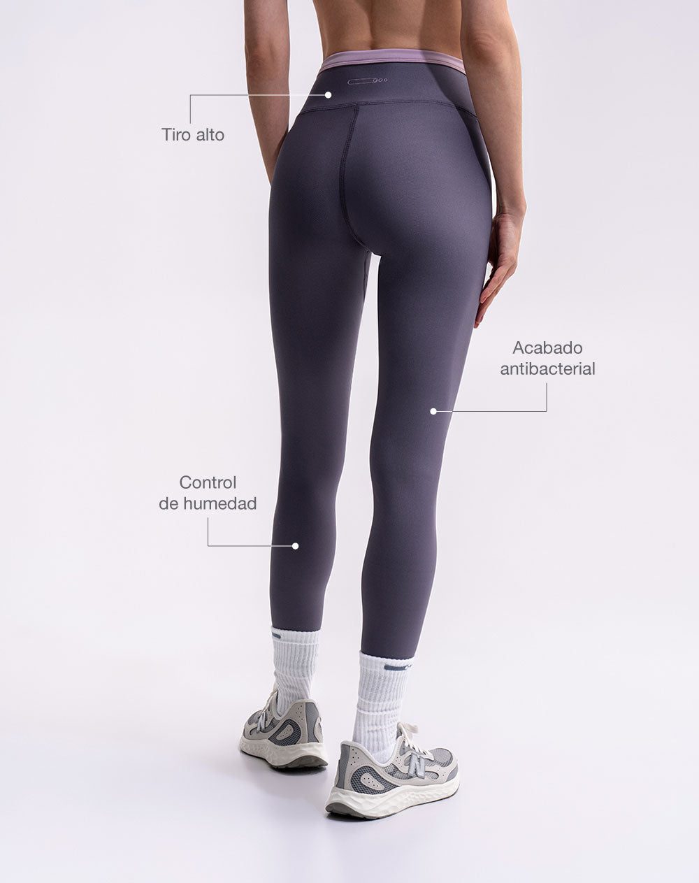 Legging deportivo tiro alto control humedad morado mujer
