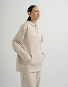 Buzo tipo hoddie algodón caqui mujer