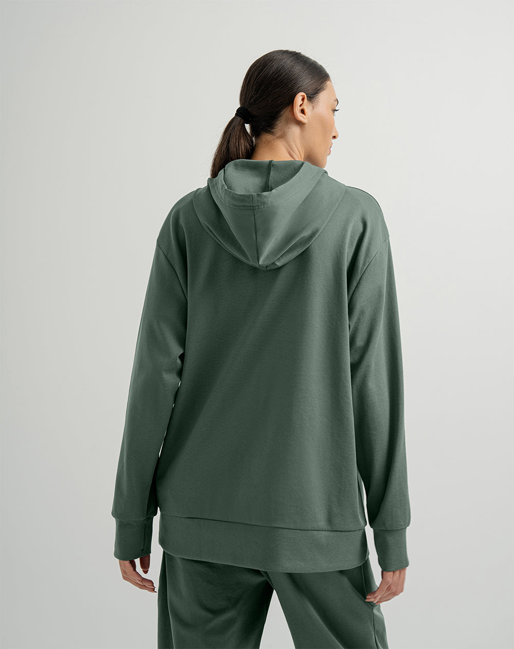 Buzo tipo hoddie algodón verde mujer