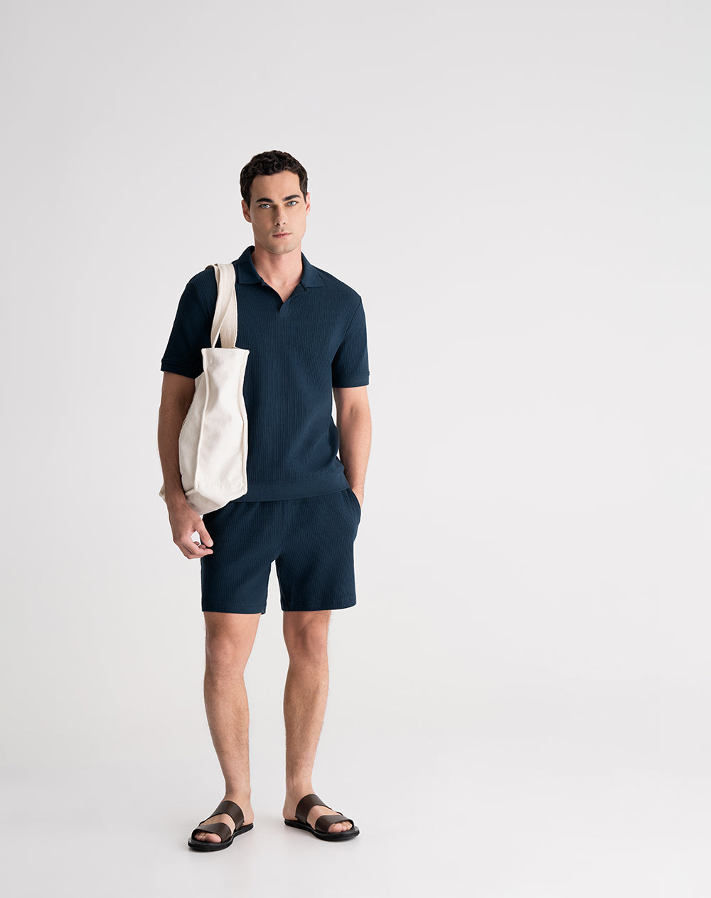 Bermuda regular algodón azul hombre