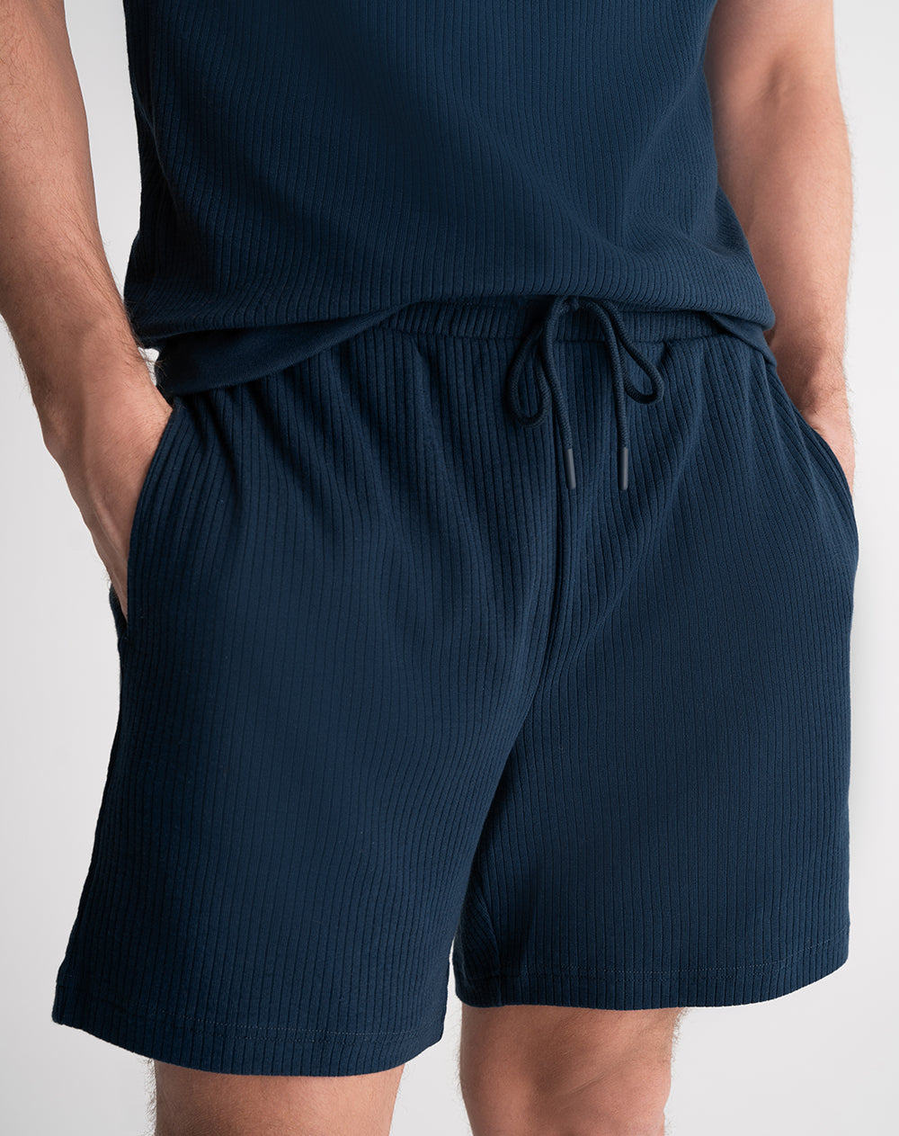 Bermuda confort regular algodón azul hombre