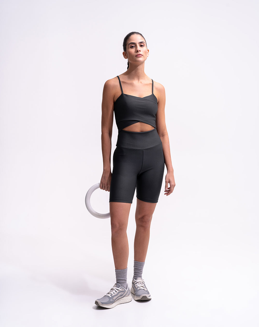 Enterizo deportivo secado rápido negro mujer