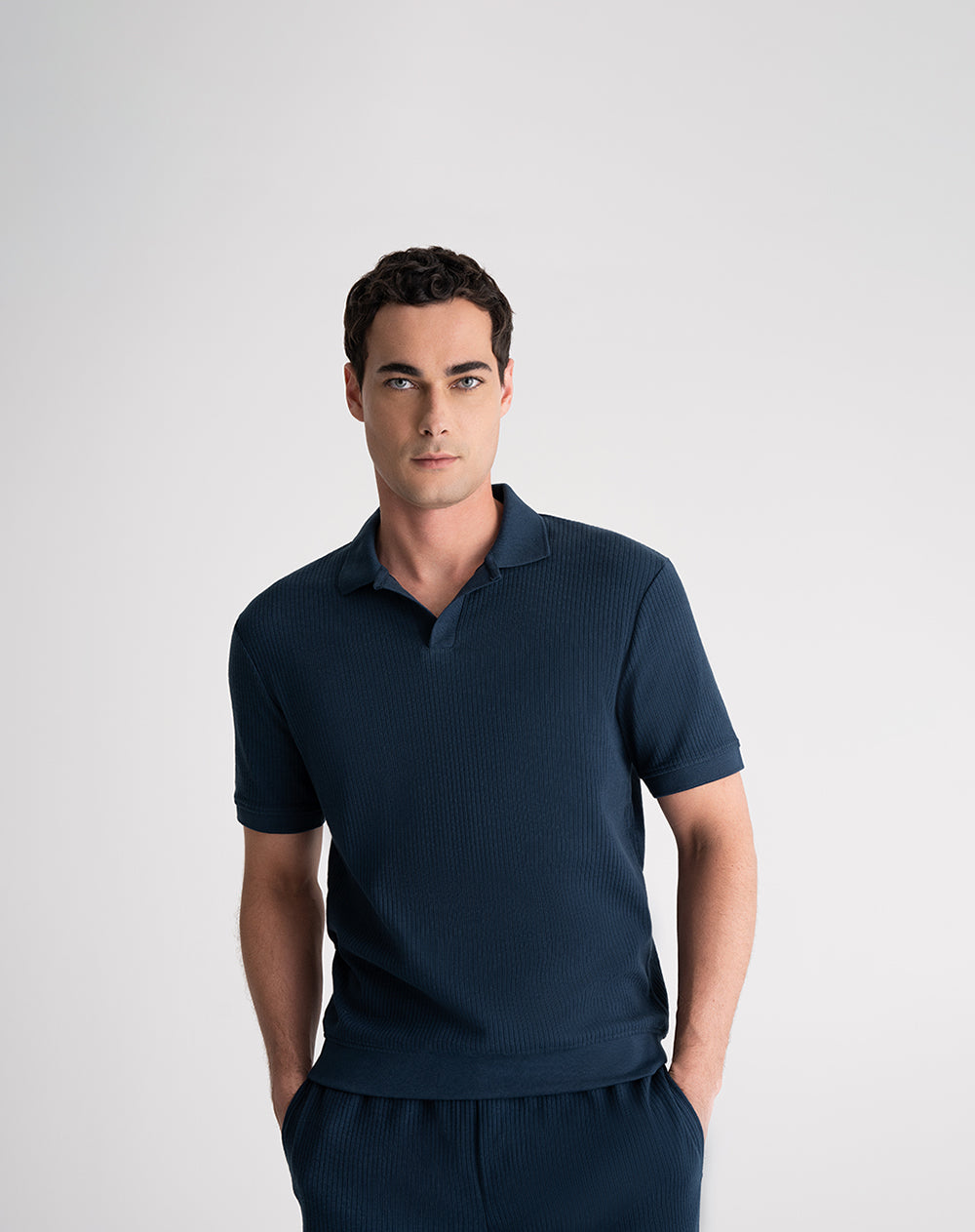 Polo regular algodón azul hombre