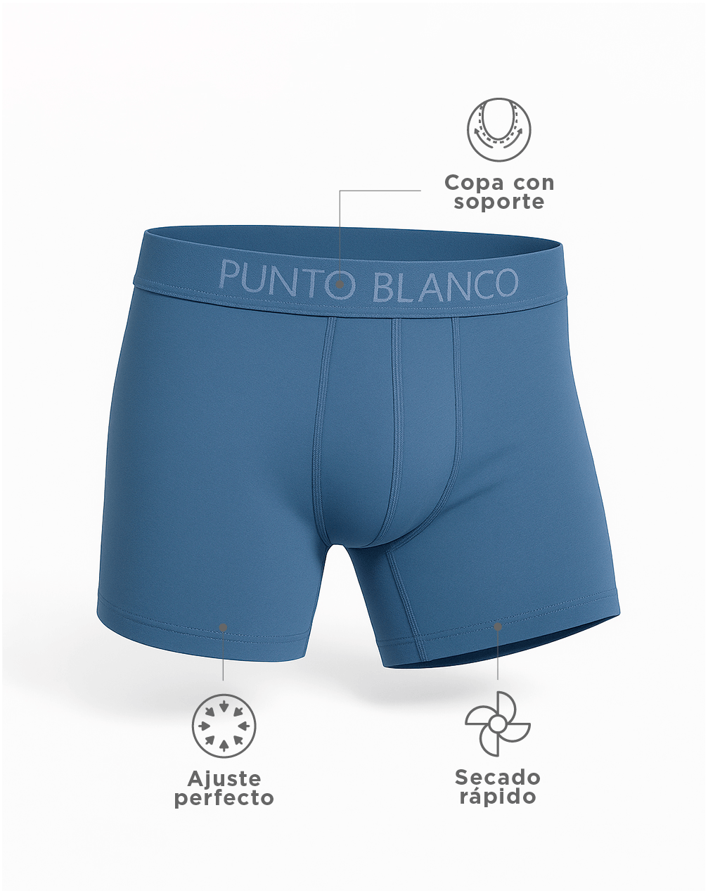 Bóxer deportivo medio microfibra azul