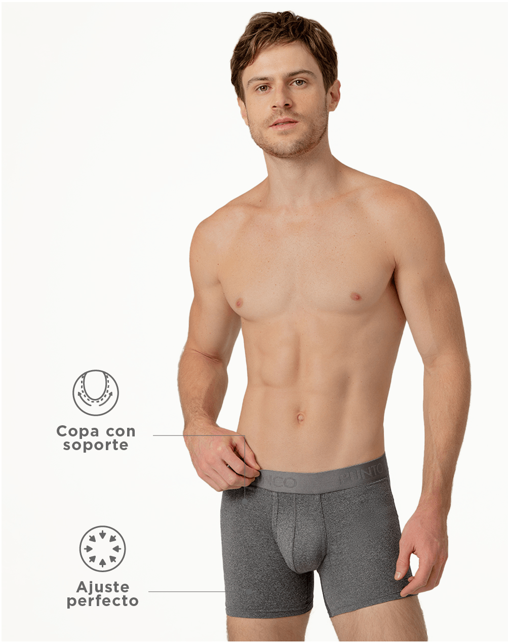 Bóxer deportivo medio microfibra gris