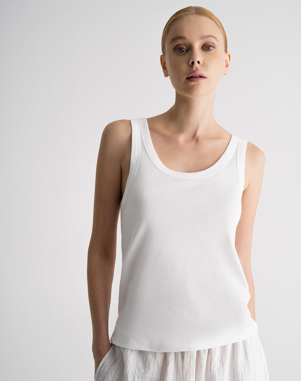 Camiseta esqueleto semi ajustada algodón blanca mujer