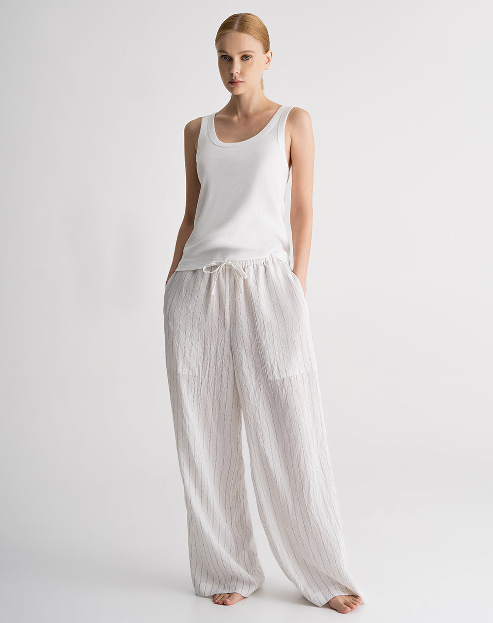 Camiseta esqueleto semi ajustada algodón blanca mujer