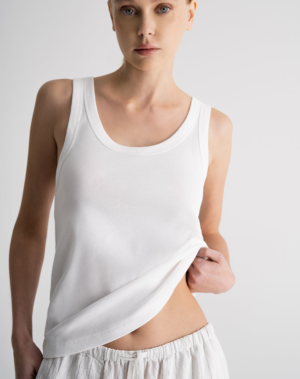 Camiseta esqueleto semi ajustada algodón blanca mujer