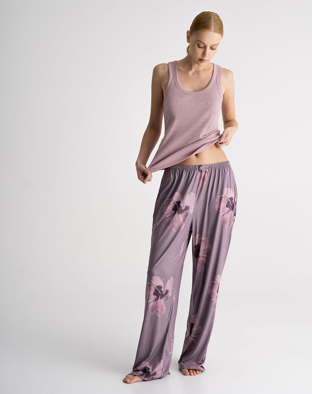 Camiseta esqueleto semi ajustada algodón lila mujer