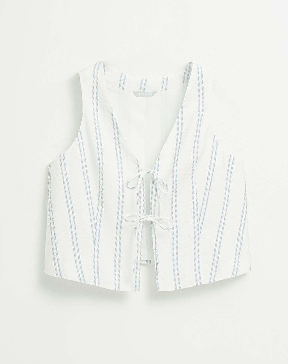 Chaleco anudado al frente blanco rayas mujer