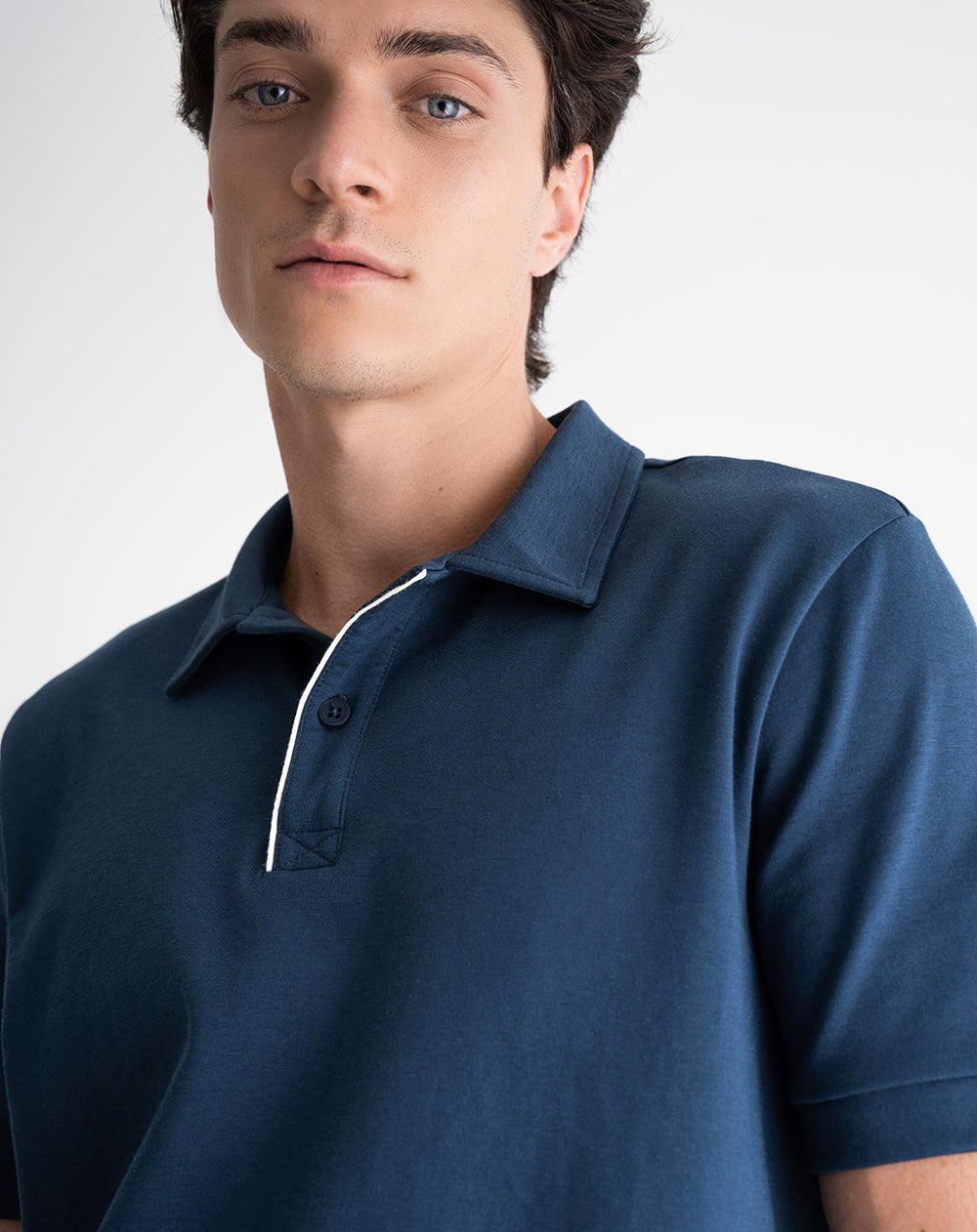 Polo regular algodón azul hombre