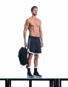 Pantaloneta deportiva tipo boxing negra hombre