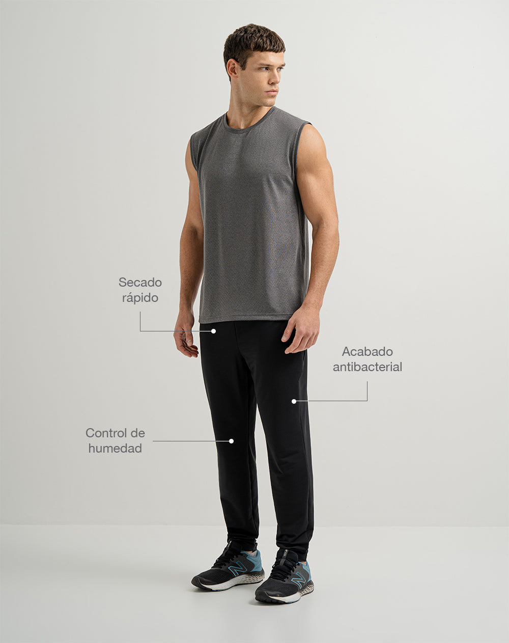 Jogger regular antibacterial negro hombre