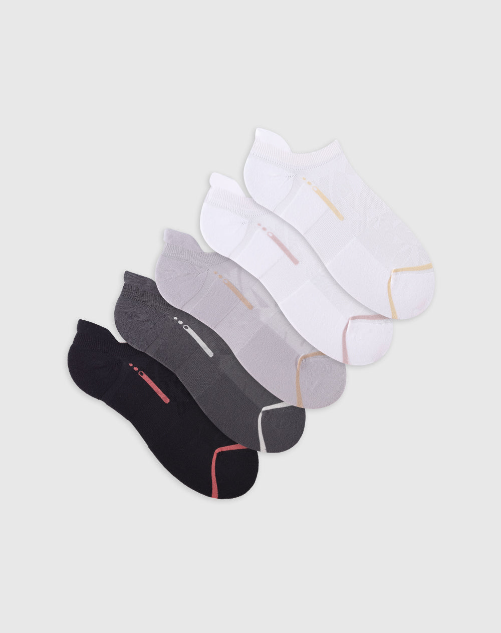 Medias deportivas mujer tobillera corta acolchada pack x5 surtido